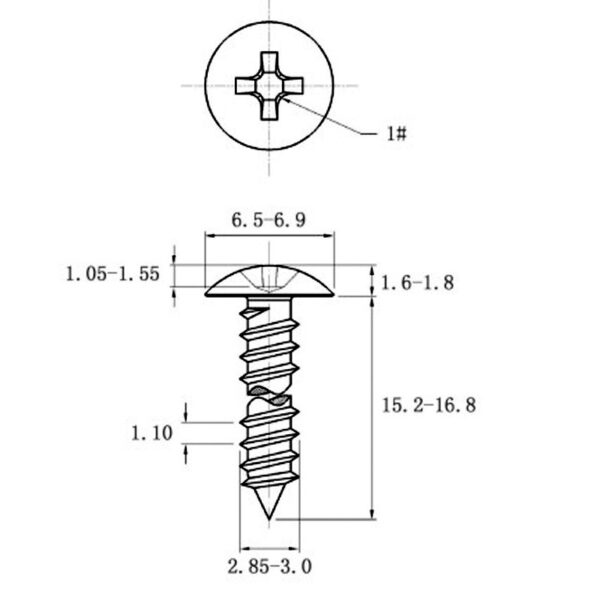 1377d8b9-a1c9-4c46-bc0c-760e7e43dfe9.jpg Stainless Steel Cross Big Head Self-tapping Screw Mushroom-shaped Haircut Round Head