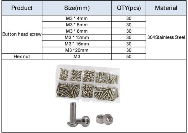 M3 Round Head Hexagon Socket Screw Set With Nut